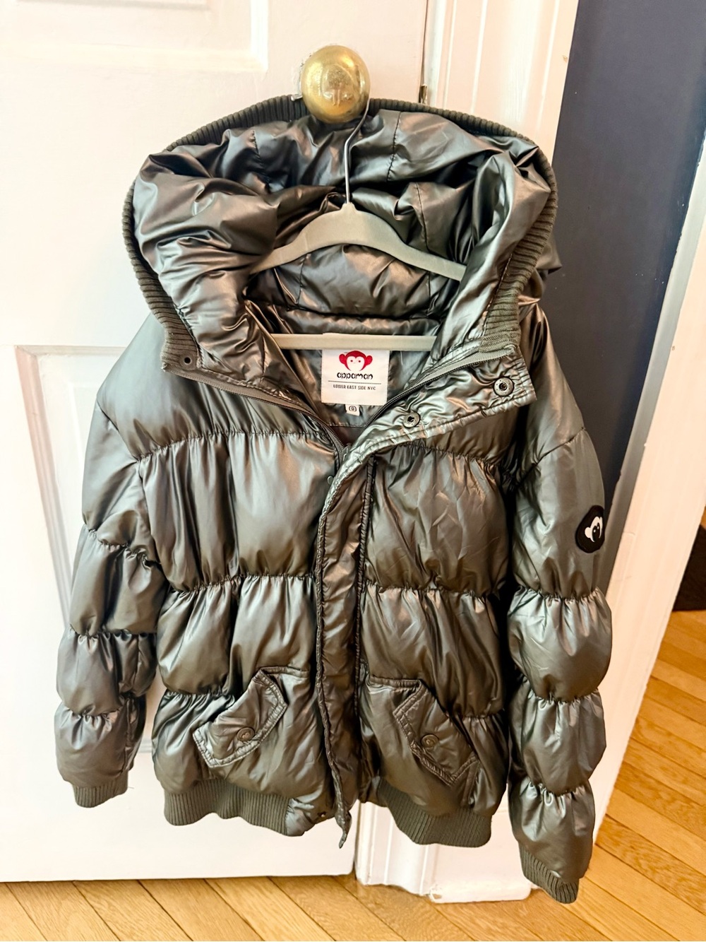 Appaman Dark SGrey Shiny Puffer Jacket with Hood Size 8